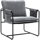 HOMCOM Upholstered Reading Chair with Side Pockets and Steel Frame