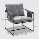 HOMCOM Upholstered Reading Chair with Side Pockets and Steel Frame