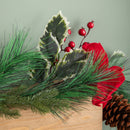 1.8m Red and Green Christmas Poinsettia Garland with Pinecones & Seasonal Foliage