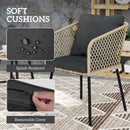 Outsunny 3 Piece Rattan Bistro Set with Cushions