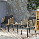 Outsunny 3 Piece Rattan Bistro Set with Cushions