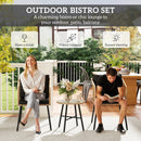 Outsunny 3 Piece Rattan Bistro Set with Cushions
