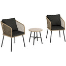 Outsunny 3 Piece Rattan Bistro Set with Cushions