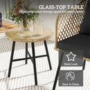 Outsunny 3 Piece Rattan Bistro Set with Cushions