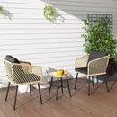 Outsunny 3 Piece Rattan Bistro Set with Cushions