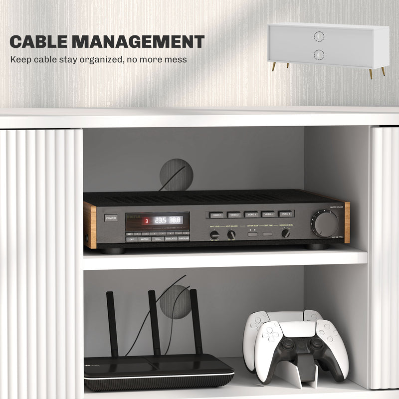 HOMCOM Modern TV Stand Cabinet with Storage for Living Room, White