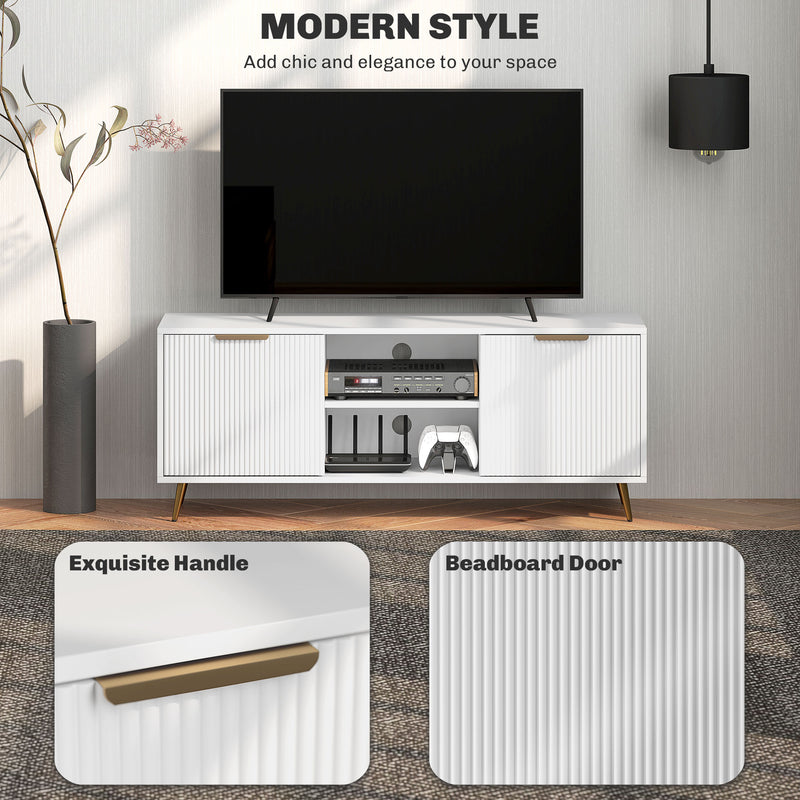 HOMCOM Modern TV Stand Cabinet with Storage for Living Room, White