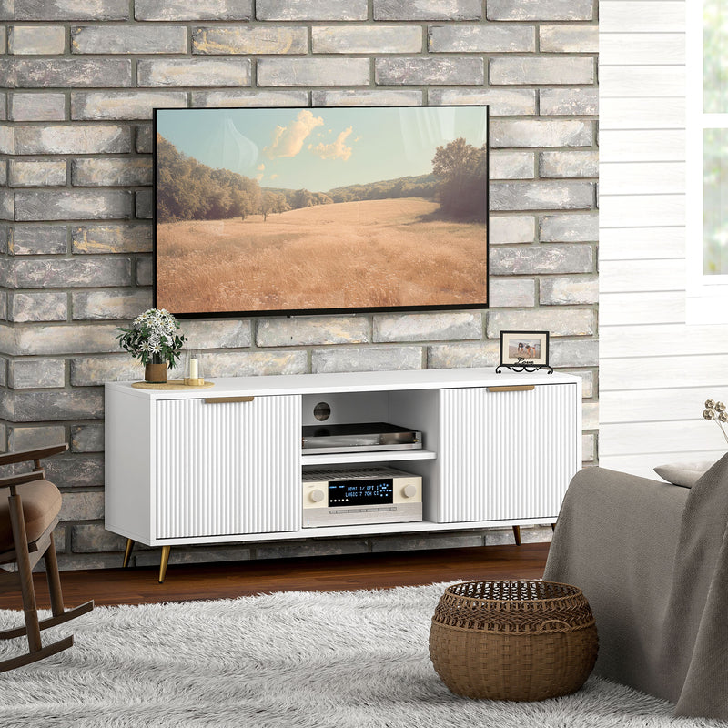 HOMCOM Modern TV Stand Cabinet with Storage for Living Room, White
