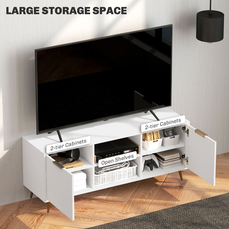 HOMCOM Modern TV Stand Cabinet with Storage for Living Room, White