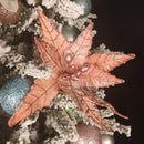 68cm Frosted Light Coral Pink Poinsettia Stem Christmas Decoration