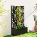 Outsunny Metal Raised Garden Bed with Trellis, Outdoor Elevated Planter Box