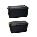 145L & 75L Heavy Duty Lockable Stackable Storage Trunks on Wheels in Black