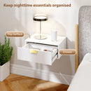 HOMCOM Floating Nightstands Set Of 2 Bedside Tables W/ Wave Drawer White