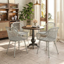 Outsunny Garden Chairs Set of 4, Garden Dining Chairs with Armrests, Grey