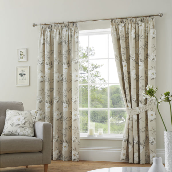 D & D Eve Pencil Pleat Curtains in Natural