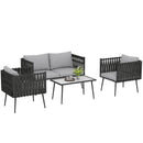 Outsunny 4 Piece Garden Furniture Set with Cushions for Patio, Light Grey