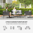 Outsunny 4 Piece Garden Furniture Set with Cushions for Patio, Light Grey