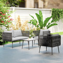 Outsunny 4 Piece Garden Furniture Set with Cushions for Patio, Light Grey