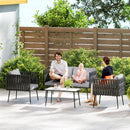 Outsunny 4 Piece Garden Furniture Set with Cushions for Patio, Light Grey