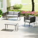 Outsunny 4 Piece Garden Furniture Set with Cushions for Patio, Light Grey
