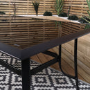 Outdoor 6 Person Rectangular Glass Top Garden Dining Table Benches & Chairs Set