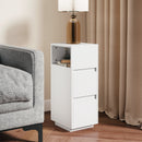 HOMCOM Slim Bedside Table, Bedside Cabinet with Open Shelf and 2 Drawers