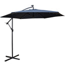 Samuel Alexander 3m Solar Powered Cantilever Lit Banana Garden Parasol with Crank Handle & White LED Lights in Blue