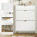 HOMCOM Slim Shoe Storage Cabinet With Flip Drawers For Entryway, Hallway, White