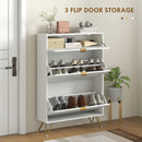 HOMCOM Slim Shoe Storage Cabinet With Flip Drawers For Entryway, Hallway, White