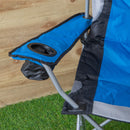 Luxury Padded High Back Outdoor Folding Chair with Cupholder in Blue