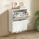 HOMCOM Slim Shoe Storage Cabinet With 2 Flip Drawers For Hallway