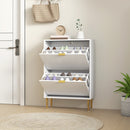 HOMCOM Slim Shoe Storage Cabinet With 2 Flip Drawers For Hallway
