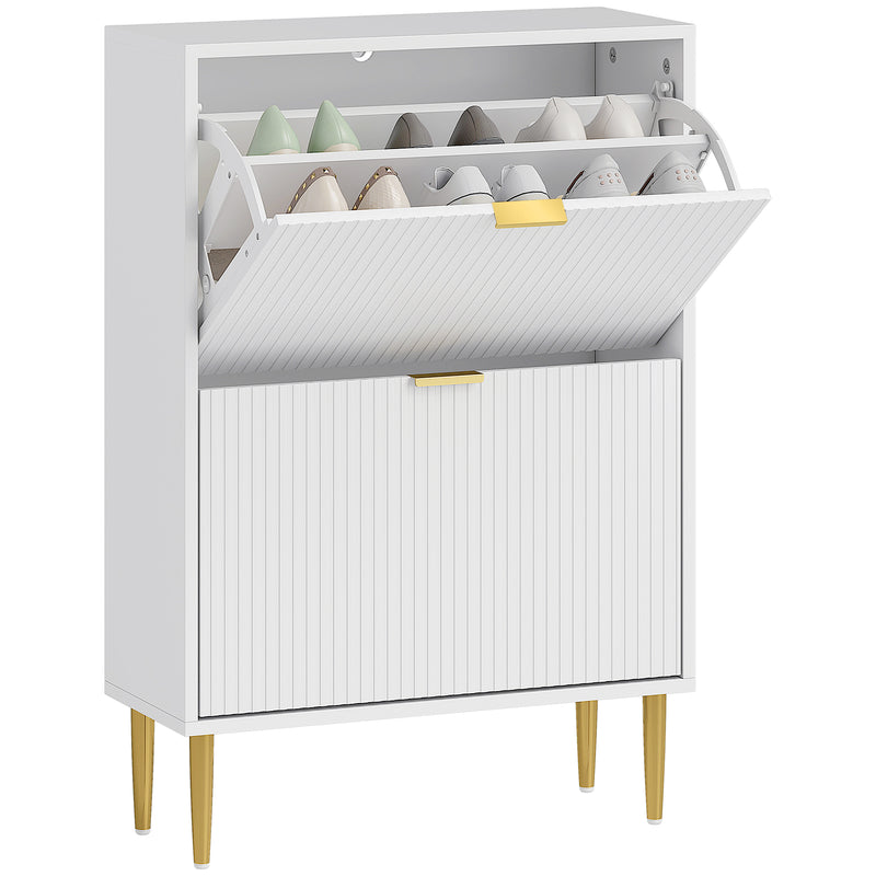 HOMCOM Slim Shoe Storage Cabinet with 2 Flip Drawers for Hallway