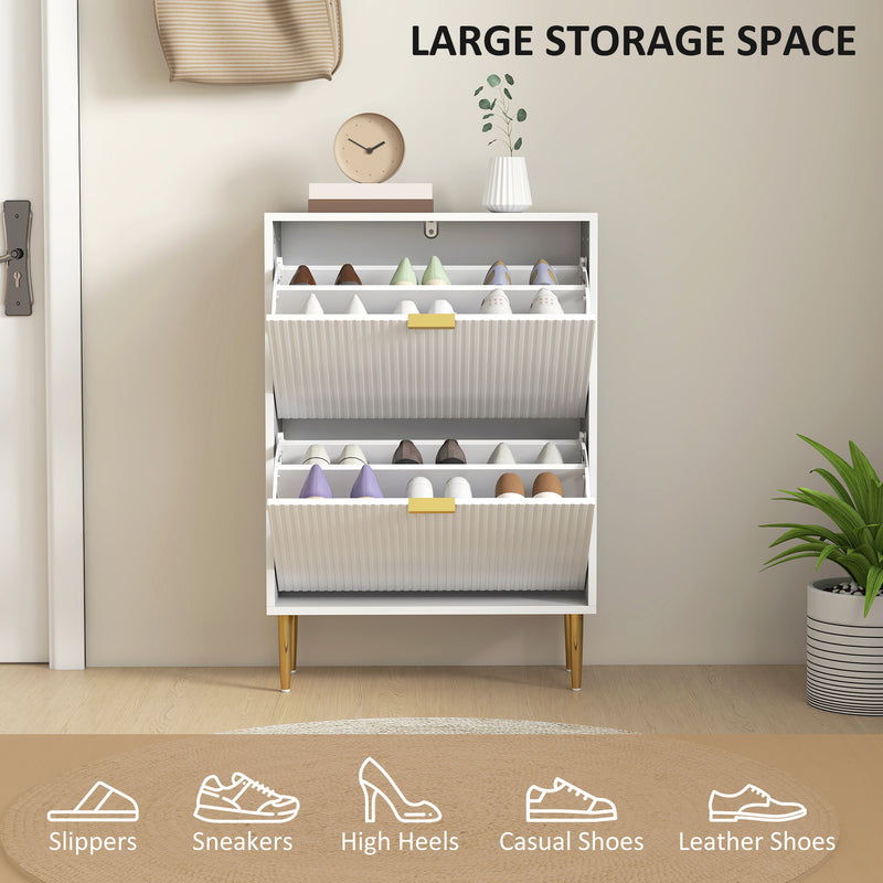 HOMCOM Slim Shoe Storage Cabinet with 2 Flip Drawers for Hallway