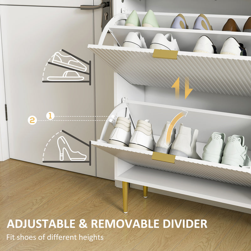 HOMCOM Slim Shoe Storage Cabinet with 2 Flip Drawers for Hallway