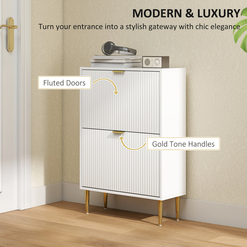 HOMCOM Slim Shoe Storage Cabinet with 2 Flip Drawers for Hallway