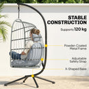 Outsunny Hanging Egg Chair, Outdoor Swing Chair with Stand, Light Grey