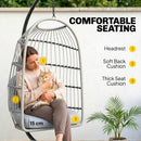 Outsunny Hanging Egg Chair, Outdoor Swing Chair with Stand, Light Grey