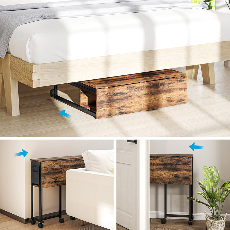 HOMCOM 80 Cm Foldable Computer Desk On Wheels For Small Spaces