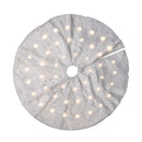 90cm USB Powered Light up White Fur Fabric Christmas Tree Skirt with LEDs