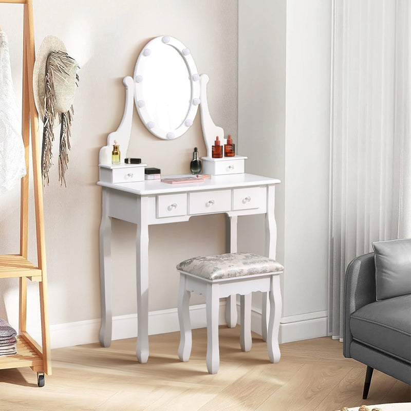 Livingandhome Elegant Lighted Makeup Vanity Desk