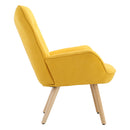 Livingandhome Yellow Linen Accent Armchair with Tufted Back