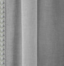 Pair of Tahiti Grey Pom-Pom Trim Linen Look Voile Panels with Rod Pocket Header