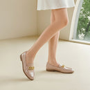 Casual Closed Toe Slip-on Chain Loafers with Low Heel