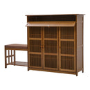 Livingandhome Wooden Shoe Storage Cabinet with Padded Seat