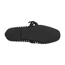 Rhinestones Double Strap Mary Jane Ballet Flat Shoes - Black
