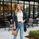Oversized Plain Shawl Wrap - Navy Blue