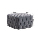 Livingandhome Square Velvet Footstool with Buttons