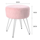 Livingandhome Round Fuzzy Ottoman Vanity Stool