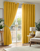 Chenille Blackout Ring Top Curtains Ochre